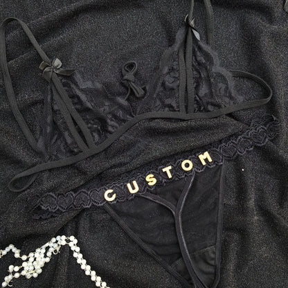 LaceFlair Custom Name Lace Lingerie with Crystal Letters 17