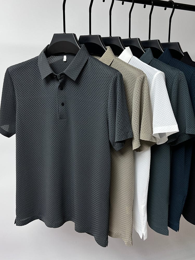 Andningsbart herrpoloshirt med mesh-detaljer och slim fit – höstupplaga Milan
