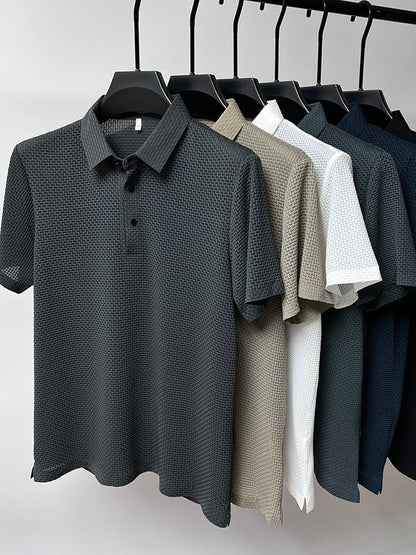 Andningsbart herrpoloshirt med mesh-detaljer och slim fit – höstupplaga Milan