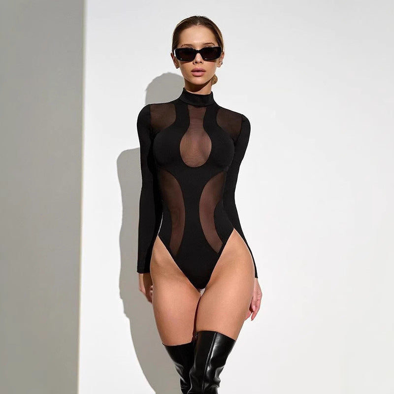 Trendig bodysuit för damer med cut-outs och meshinsatser – Nayeli