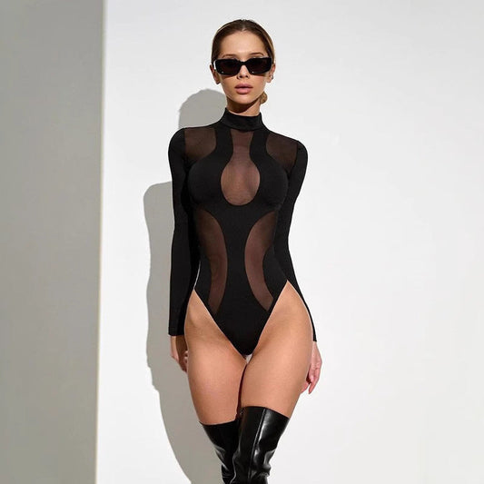 Trendig bodysuit för damer med cut-outs och meshinsatser – Nayeli