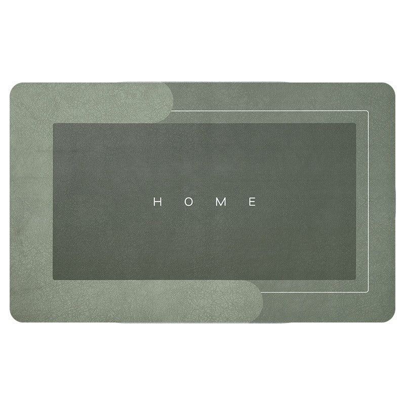 Grüne Fußmatte mit "HOME"-Aufdruck, rechteckig, rutschfest, für Innenbereich.