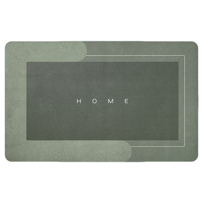 Grüne Fußmatte mit "HOME"-Aufdruck, rechteckig, rutschfest, für Innenbereich.
