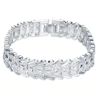 Silbernes Armband mit quadratischen Zirkonia-Steinen, luxuriöses Design, Schmuck für Damen