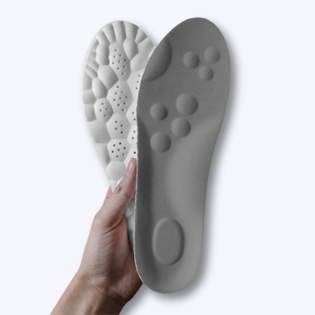 Graue orthopädische Einlegesohle, ergonomisch, stoßdämpfend, für Komfort und Unterstützung.