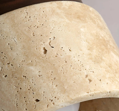 Nahaufnahme Travertinstein Textur, beige, porös, Naturstein, Innenarchitektur, Wandverkleidung.