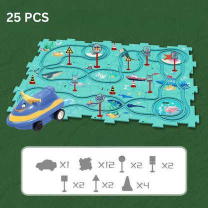 Spielmatte Set 25-teilig, Ozean-Thema, Puzzlematte, Kinder, Lernspielzeug, Blau, Grün