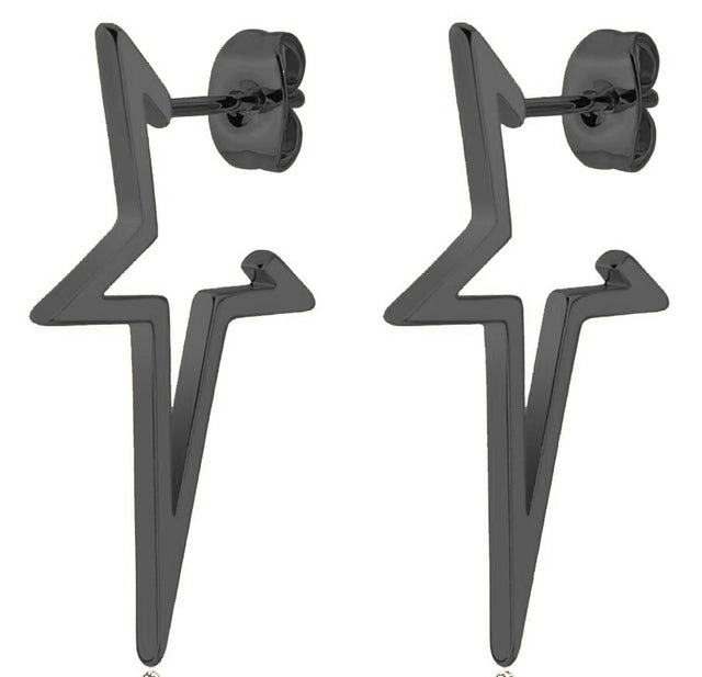 Schwarze Edelstahl Stern-Ohrringe, Punk-Stil, für Frauen, modischer Schmuck.