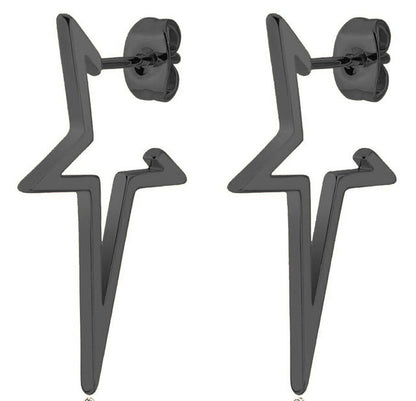 Schwarze Edelstahl Stern-Ohrringe, Punk-Stil, für Frauen, modischer Schmuck.