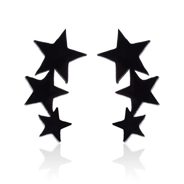 Schwarze Edelstahl Stern-Ohrringe, Punk-Stil, für Frauen, modischer Schmuck.