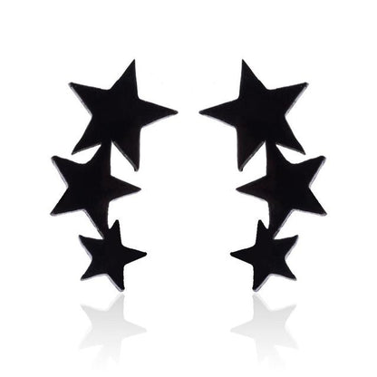 Schwarze Edelstahl Stern-Ohrringe, Punk-Stil, für Frauen, modischer Schmuck.