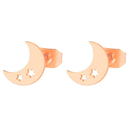 Goldene Mond-Ohrringe aus Edelstahl mit Stern-Ausschnitten, modischer Schmuck für Damen.