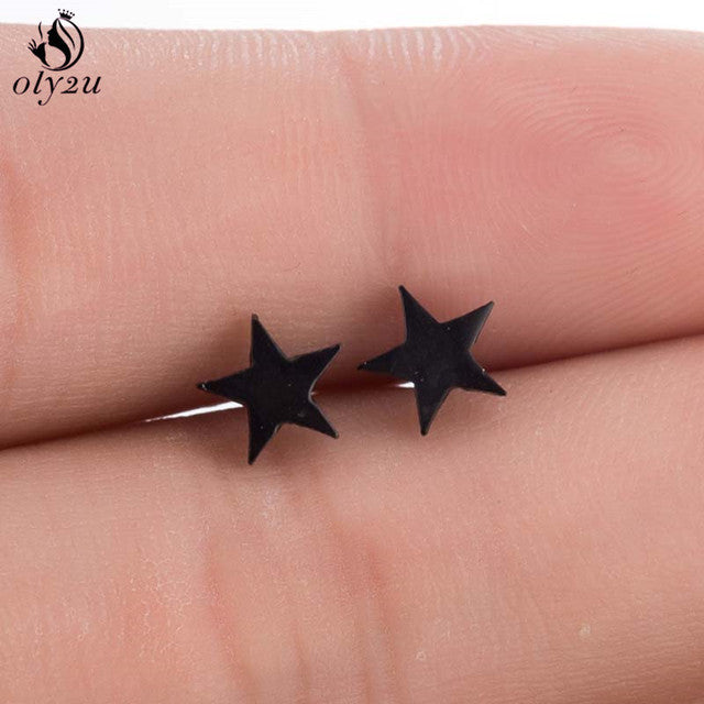 Schwarze Stern-Ohrringe, Edelstahl, Punk-Stil, für Frauen, Modeschmuck.