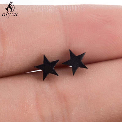 Schwarze Stern-Ohrringe, Edelstahl, Punk-Stil, für Frauen, Modeschmuck.