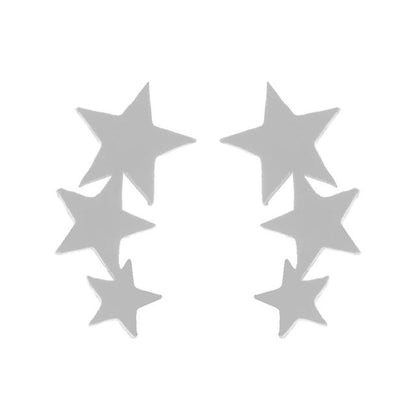 Silberne Edelstahl Stern-Ohrringe, minimalistisches Design, Schmuck für Frauen.
