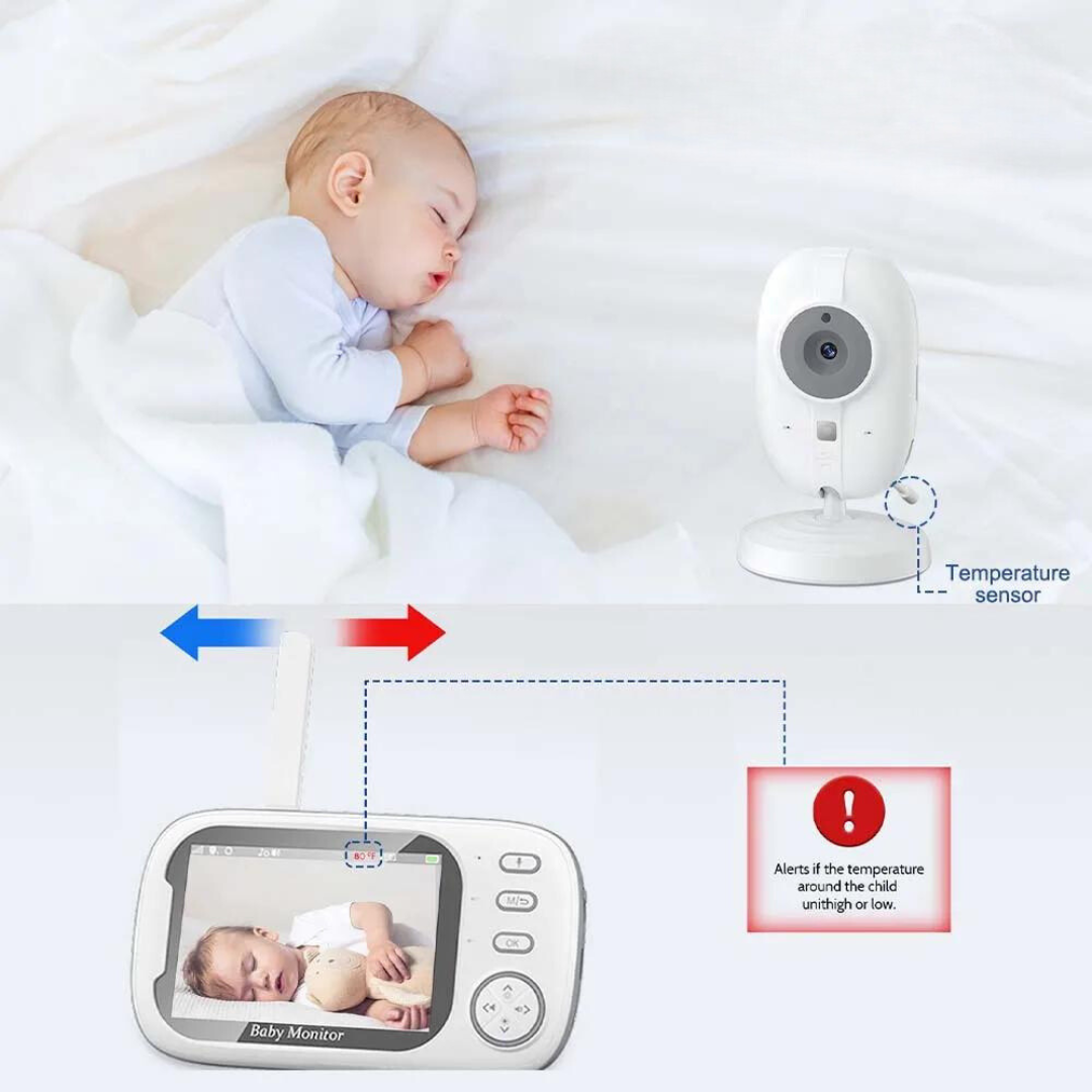 Babyövervakning med nattsyn och tvåvägsljud – inklusive temperaturvisning