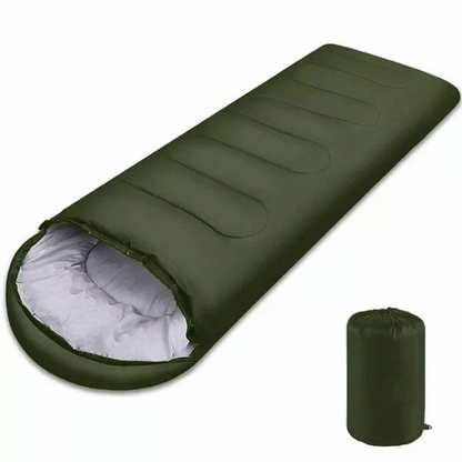 Grüner Schlafsack, wasserdicht, leicht, Camping, Outdoor, rechteckig, mit Tragetasche.