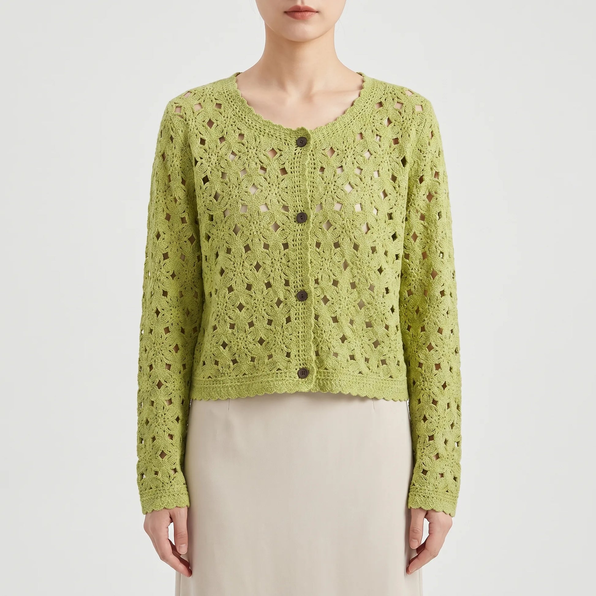 Openwork Crochet Cardigan -  Lorena