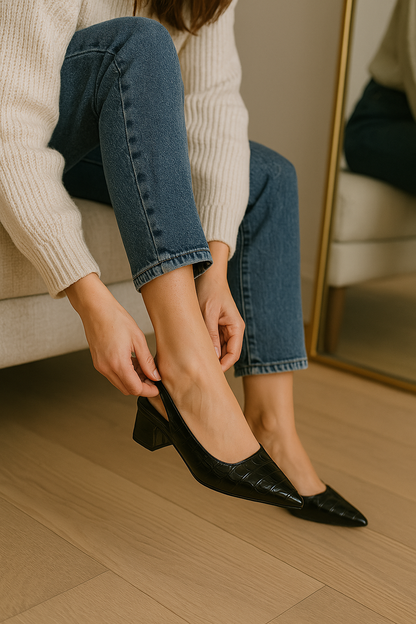 Lara Signature Pumps – Croco-look med garanti för fotkomfort