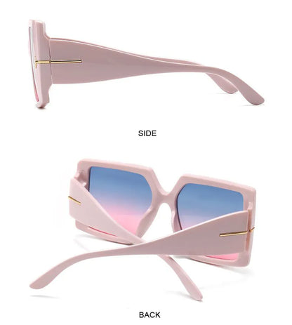 Rosa übergroße quadratische Sonnenbrille, Gradient-Gläser, modisch, Damen-Accessoire.