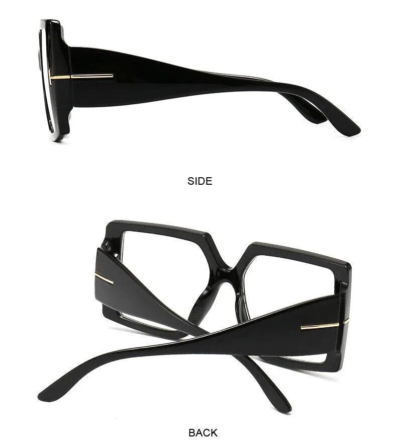 Schwarze übergroße eckige Sonnenbrille, modisches Accessoire, UV-Schutz, Unisex-Design.