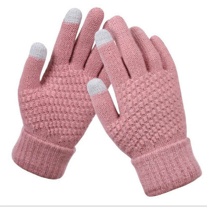 Rosa gestrickte Touchscreen-Handschuhe, Damen, Winter, warm, Smartphone-kompatibel.