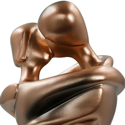 Bronzeskulptur küssendes Paar, moderne Kunst, romantische Dekoration, Wohnaccessoire.