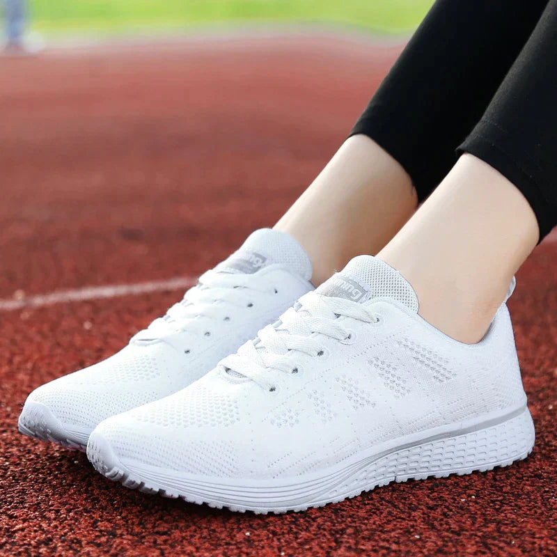 Weiße Damen-Sneaker, atmungsaktiv, leicht, für Outdoor-Aktivitäten, Größe 35-44.