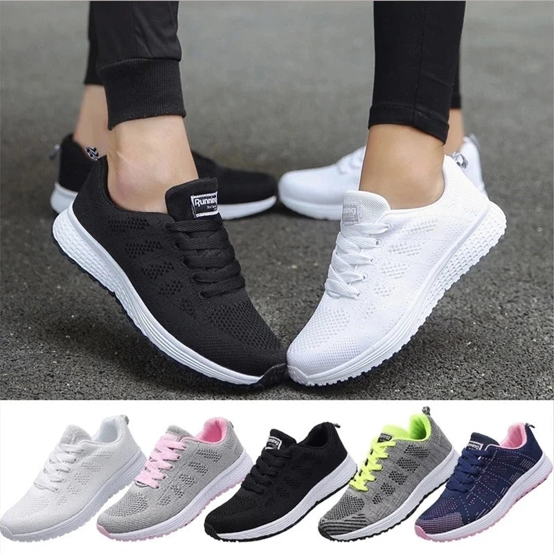 Damen-Sneaker, atmungsaktiv, schwarz und weiß, leicht, Outdoor, Wanderschuhe, Größe 35-44.