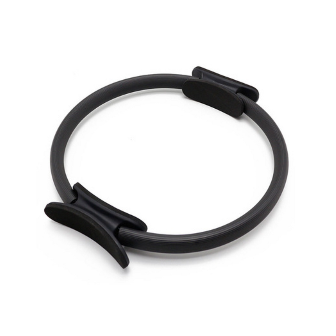 Schwarzer Pilates-Ring, Fitnessgerät für Widerstandstraining, Yoga und Pilates-Übungen.