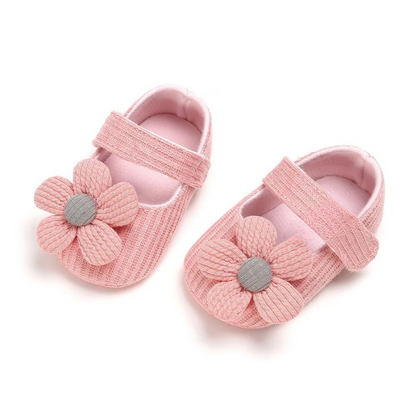 Rosa Babyschuhe mit Blumen, weiches Material, Klettverschluss, Neugeborene, Baby-Mode.