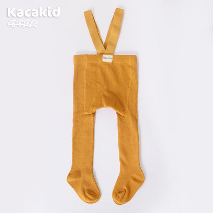 Gelbe Kinderstrumpfhose mit Hosenträgern, Baumwolle, Kacakid, bequem, modisch.