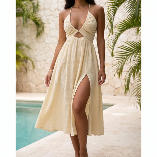 Plunging V-Neck Summer Dress - Florence