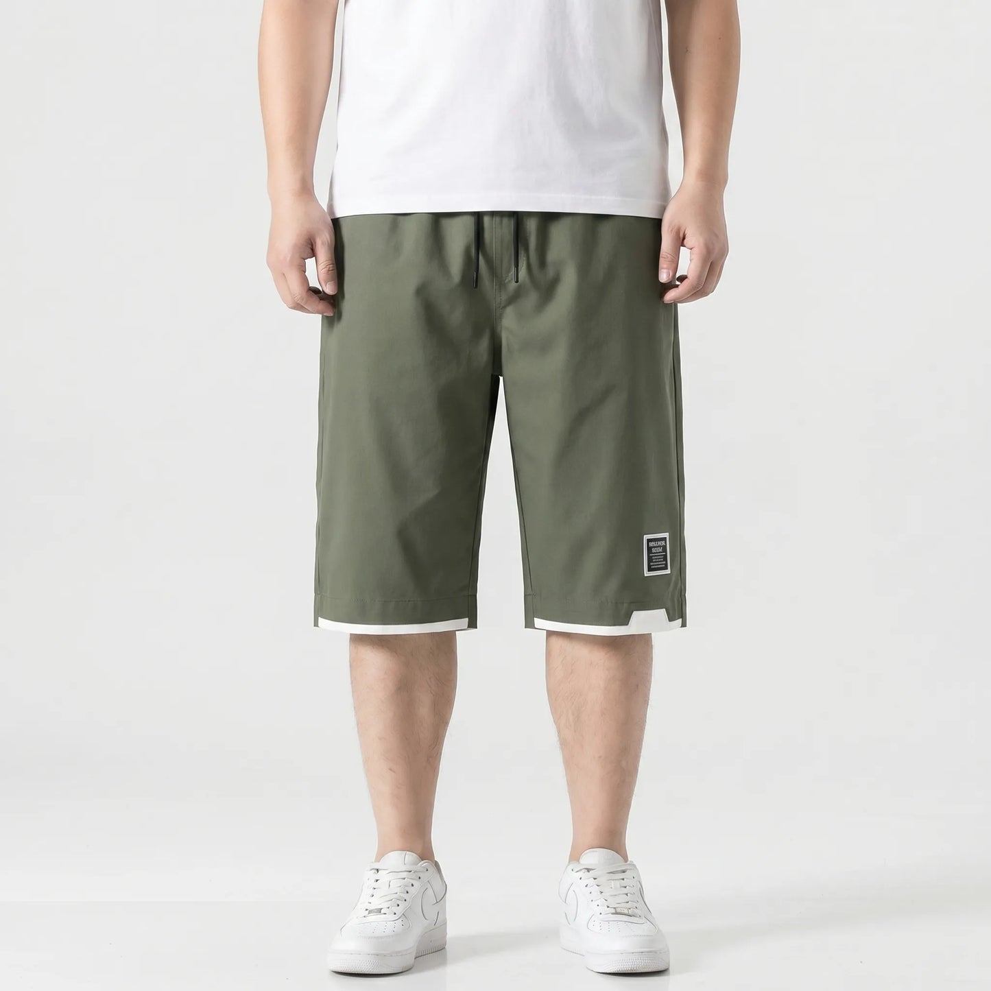 Plus-Size Drawstring Calf Shorts - Domingo
