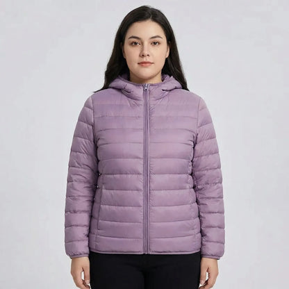 Plus-Size Insulated Zip-Up Jacket - Rose