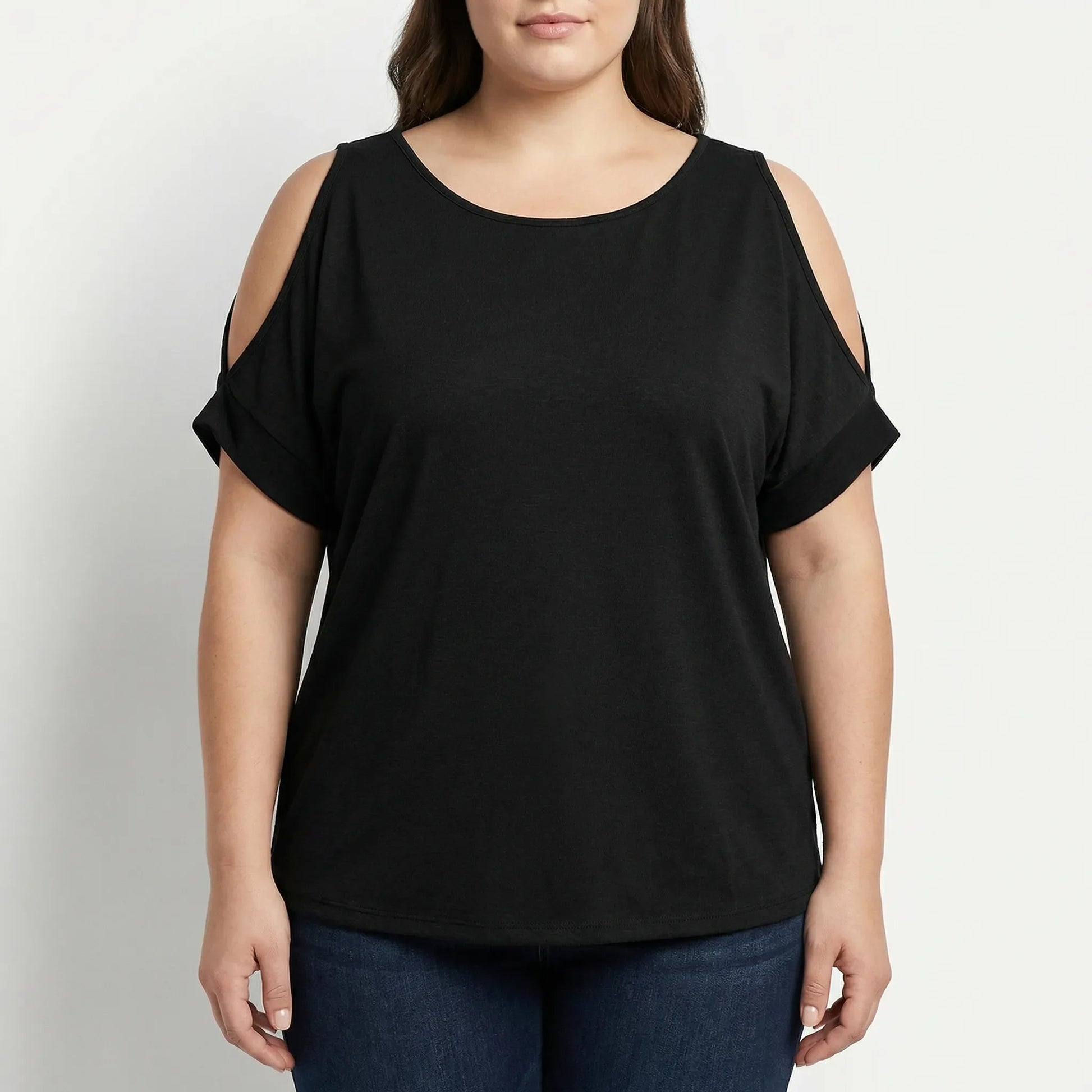 Plus Size Cold-Shoulder Short Sleeve Top - Melissa