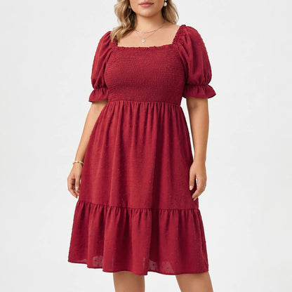 Plus Size Smocked Bodice Maxi Dress - Connie