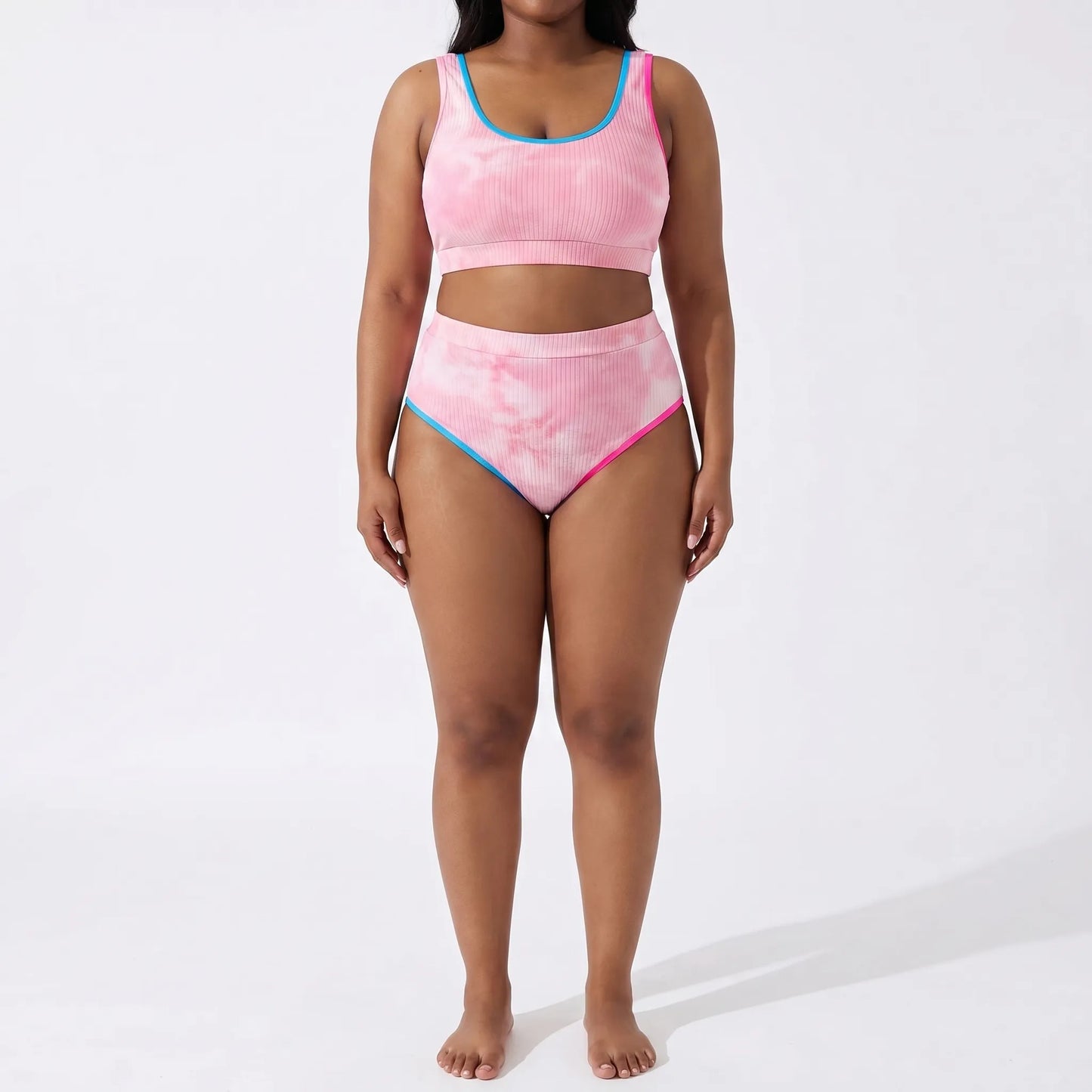 Plus Size Tie Dye Two-Piece Bikini Set - Jean