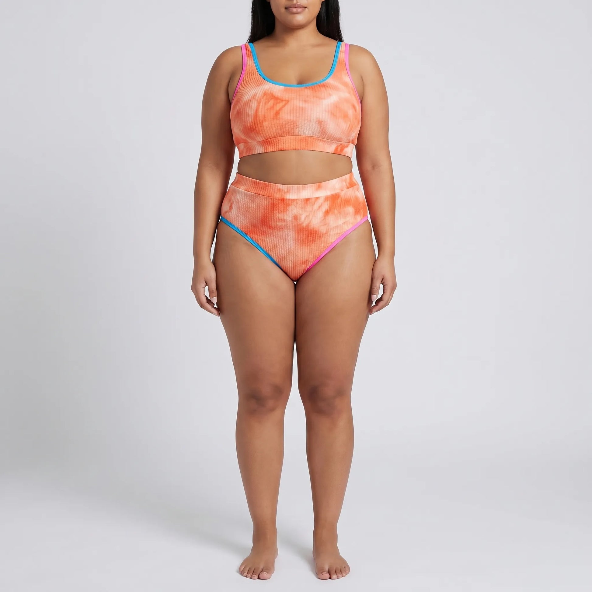 Plus Size Tie Dye Two-Piece Bikini Set - Jean