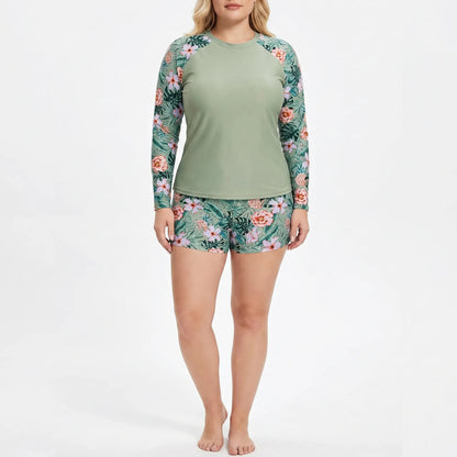 Plus Size Two-Piece Swimwear With Shorts - Geraldine