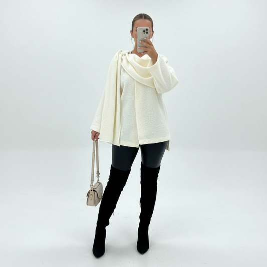 Damenponcho Mit Schaldetail - Lara