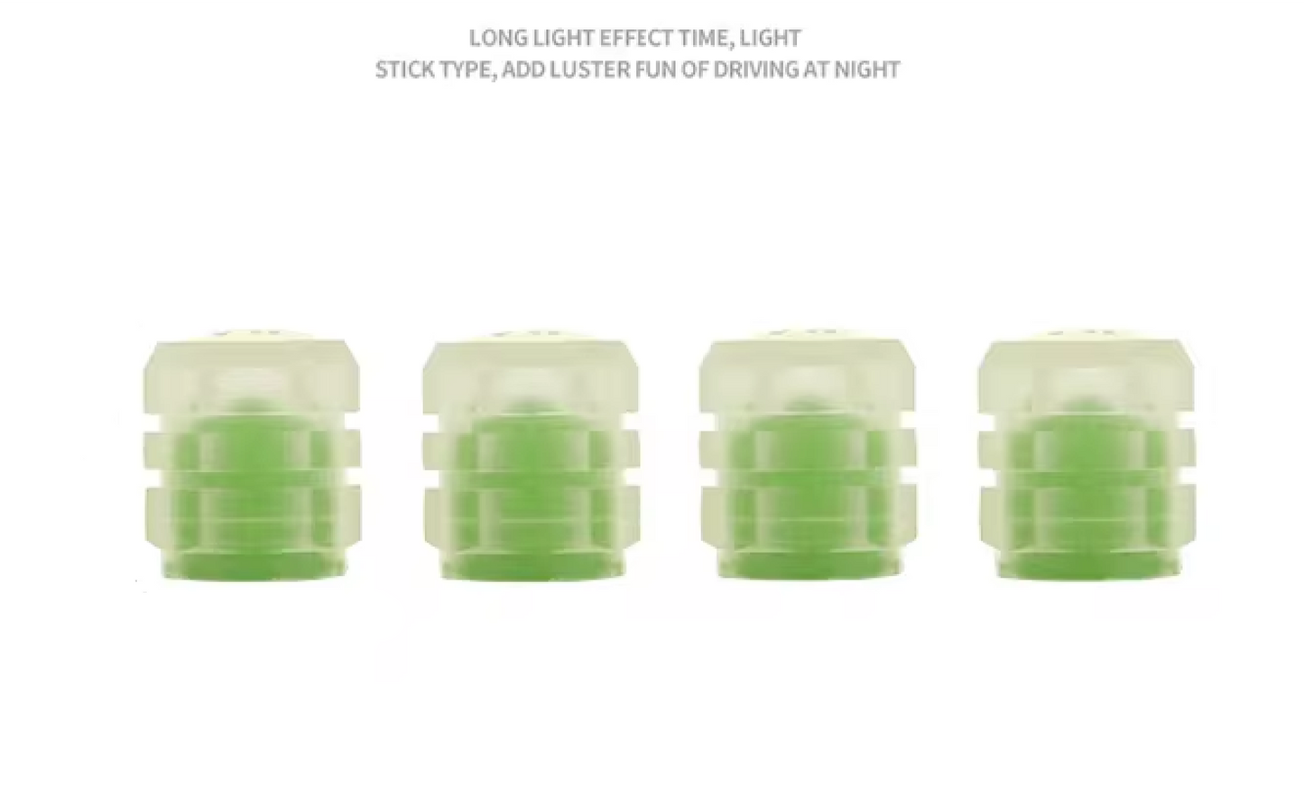 Set med 4 lysande ventilkåpor med logotyp – LuxaGlow