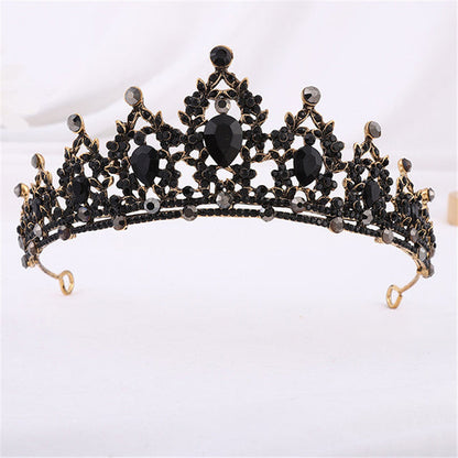 Schwarze Kristallkrone für Mädchen, goldfarben, ideal für Hochzeit, Ball, festliche Anlässe.