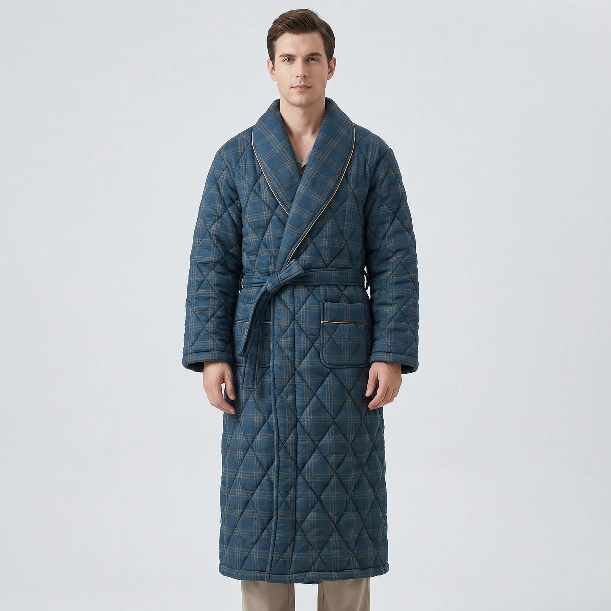 Quilted Three-Layer Long Dressing Gown - Wade