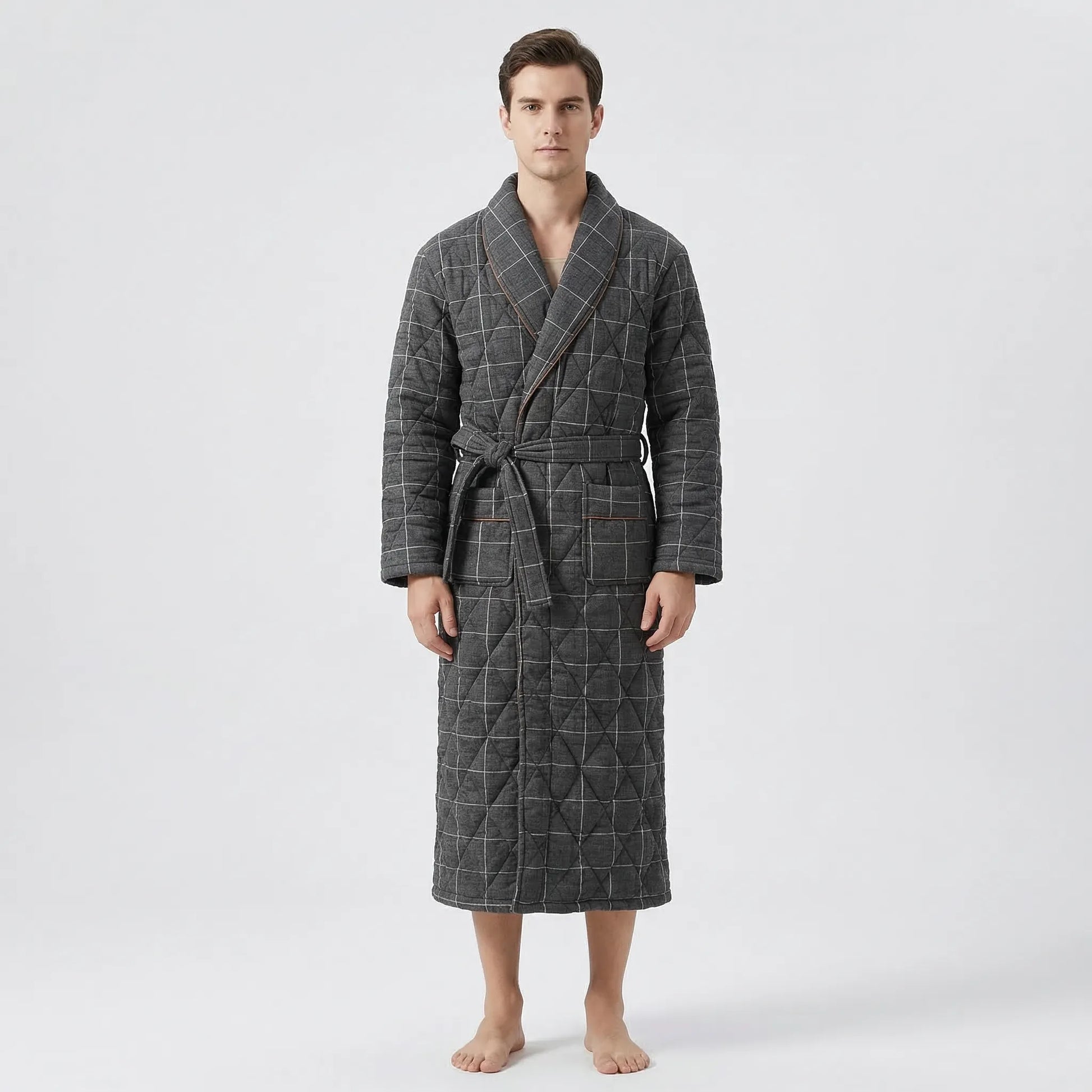 Quilted Three-Layer Long Dressing Gown - Wade