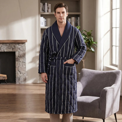 Quilted Three-Layer Long Dressing Gown - Wade