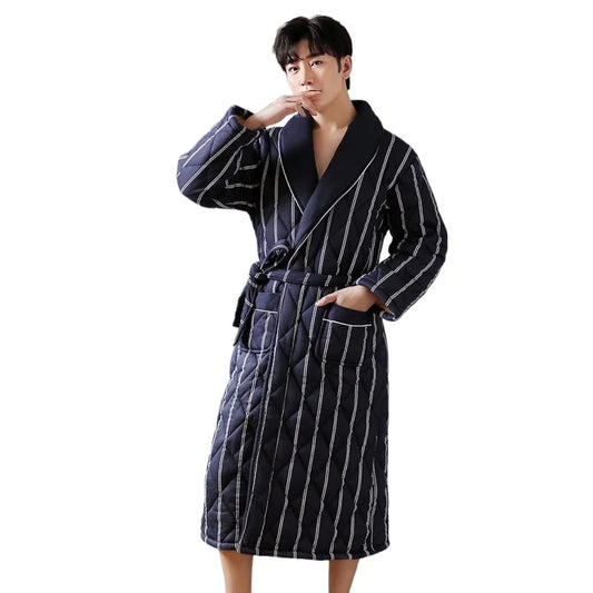 Quilted Three-Layer Long Dressing Gown - Wade