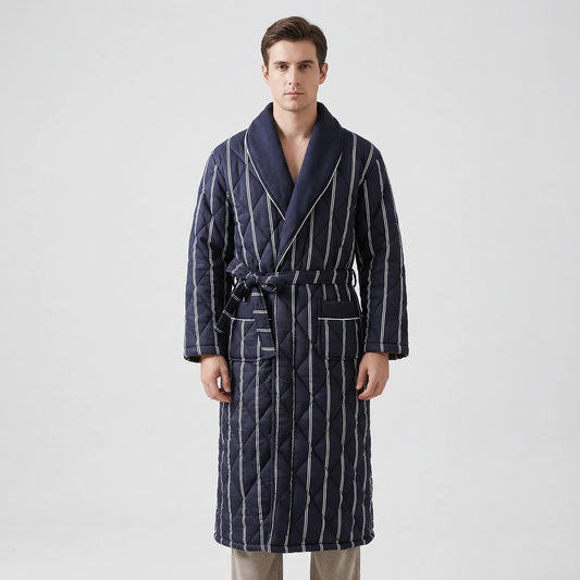 Quilted Three-Layer Long Dressing Gown - Wade