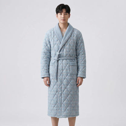Quilted Three-Layer Long Dressing Gown - Wade