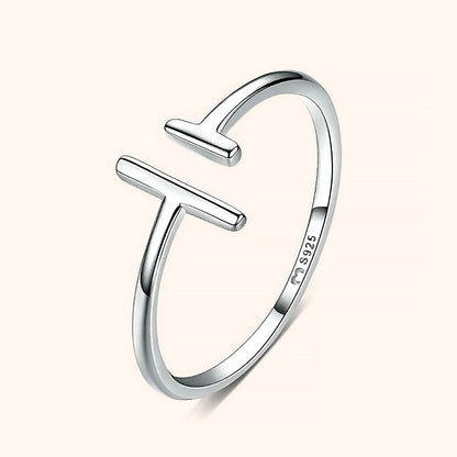 Silberring 925 Sterling, minimalistisches Design, offener Buchstabenstil, modischer Schmuck